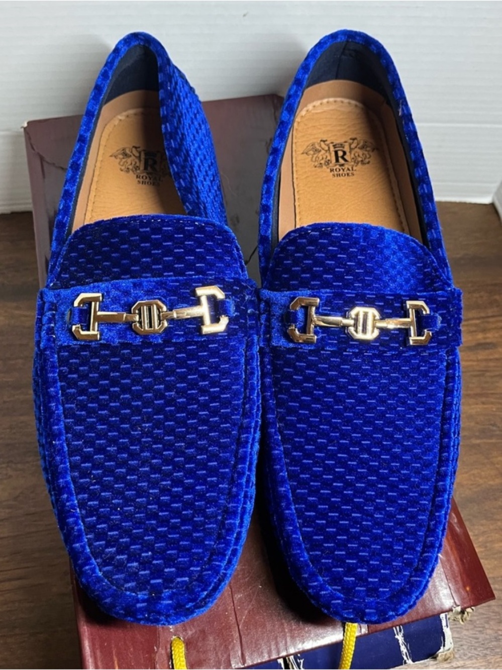 Royal Shoes slip on velvet loafers MOC-53 royal blue men’s size 12